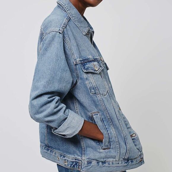 Topshop Jackets & Blazers - Topshop Oversized Light Washed Denim Jacket